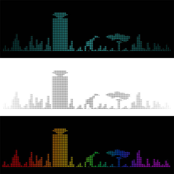 sound graph style nairobi skyline - pixel art grafiken stock-grafiken, -clipart, -cartoons und -symbole