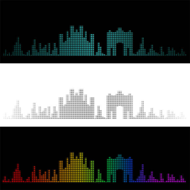 sound graph style milan skyline - pixel art grafiken stock-grafiken, -clipart, -cartoons und -symbole