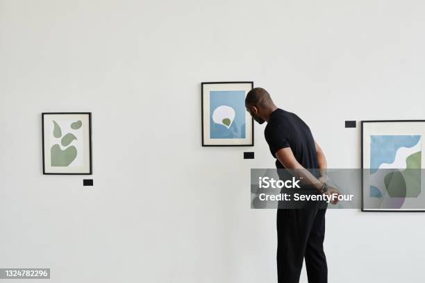 African American Man In Art Gallery Stock Photo - Download Image Now - Art Museum, Museum, Painting - Art Product