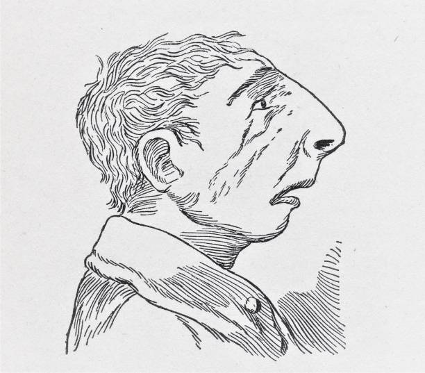 Man Caricature Scared, Sad, Cartoon, Comic, Art Lesson Caricature of a weak Caucasian man who is afraid and sad. Illustration published 1891. Source: Original edition is from my own archives. Copyright has expired and is in Public Domain. caricature portrait board stock illustrations