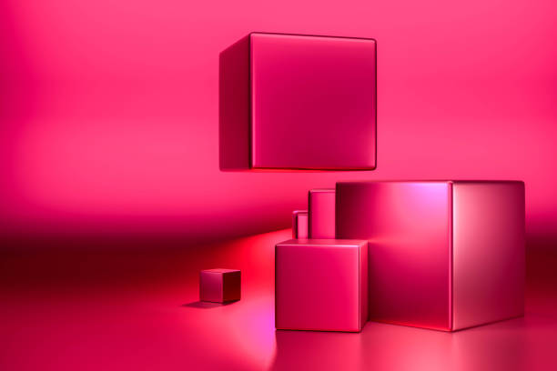 istock Pedestal steps and shelf beyond imagination on red background 3d render illustration. Podium steps for brand promotion product 1324785852