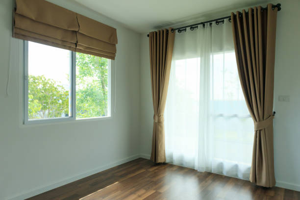 istock Curtain window interior decoration in living room 1324788976