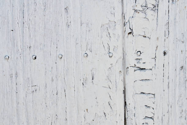 Old wooden texture of windows and doors weathered by time with cracks and rusty nails