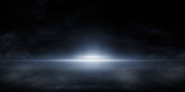 istock 3D Rendering abstract asphalt light in dark street and smoke on black background 1324797033