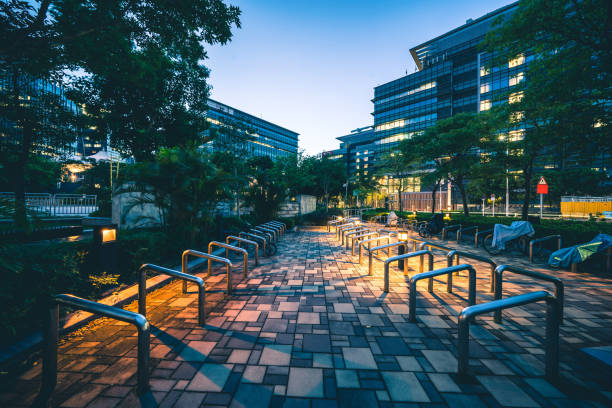 istock The square platform of the modern urban financial work area 1324797802