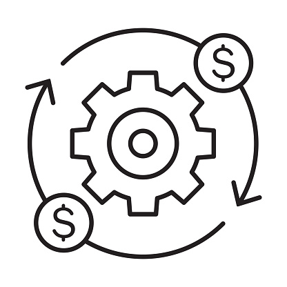 production efficiency icon vector costs optimization symbol for graphic design, logo, web site, social media, mobile app, ui illustration.