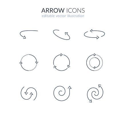 simple thin line arrows for web and app. editable stroke vector illustration