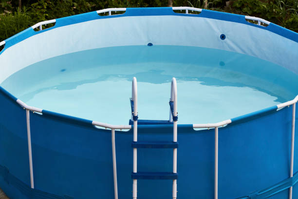 istock Frame pool with ladder, outdoor. Frame swimming pool 1324814507