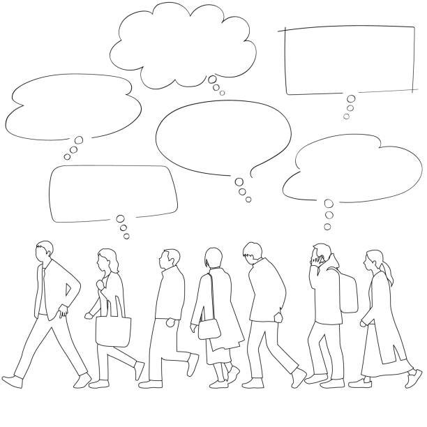 533 Cartoon People In Black And White With Speech Bubbles Illustrations &  Clip Art - iStock