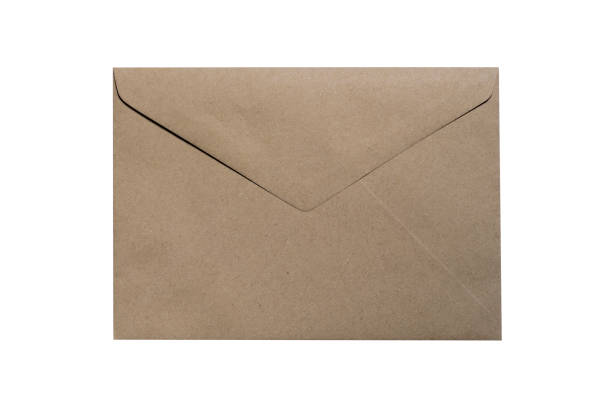 istock Back of brown envelope on closed, isolated on white background 1324827132