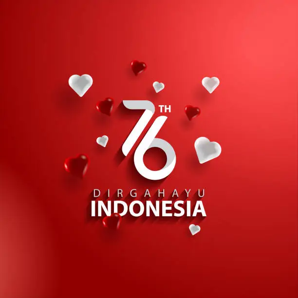 Vector illustration of Happy Indonesia Independence Day or Dirgahayu Indonesia