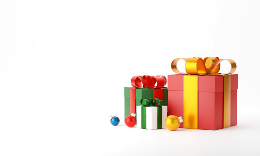 Isolated gift box on white background. merry Christmas and happy new year concept.