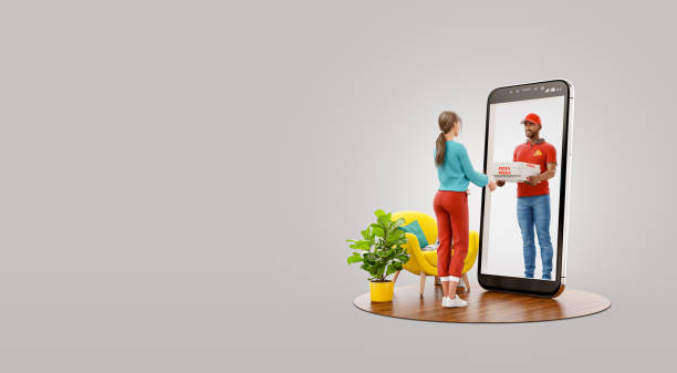 istock Food delivery service. Pizza delivery concept. 1324831508