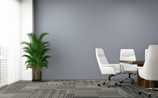 istock Empty office interior with conference table and potted plant 1324832684