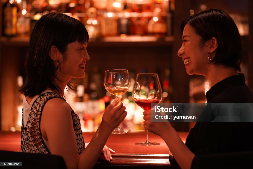 바에서 술을 마시는 여성 바에 대한 스톡 사진 및 기타 이미지 - 바, 마시기, 2명 - iStock