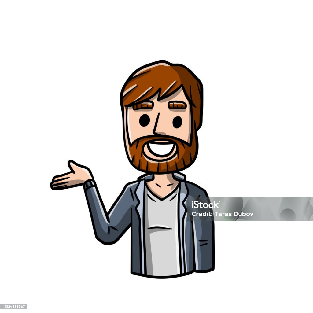 Timidity Cartoon Man With Spread Hands Smiling Young Guy Doubt And Timidity Stock ...