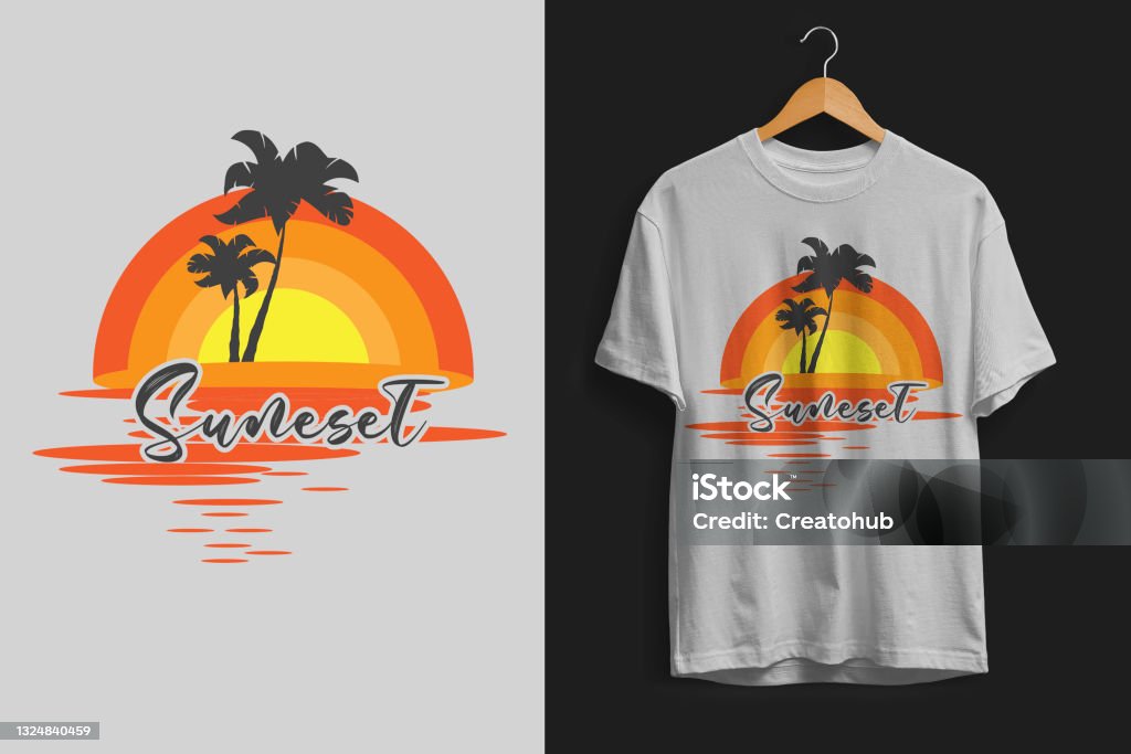 behandle Badekar Latter Sunset Summer Tshirt Design Vector File Template Stock Illustration -  Download Image Now - Backgrounds, Black Color, Fashion - iStock