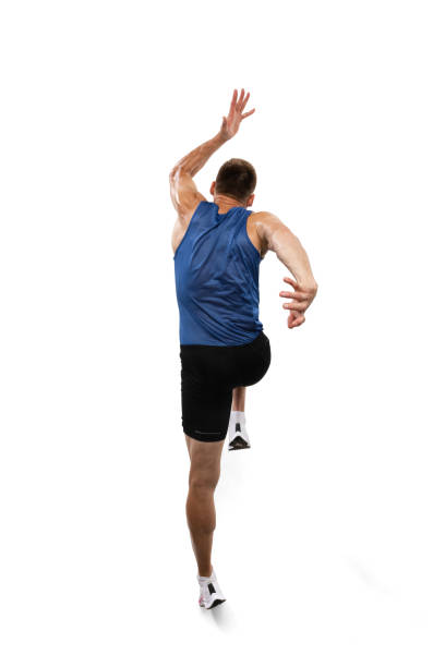 istock Caucasian professional male athlete, runner training isolated on white studio background. Muscular, sportive man. Concept of action, motion, youth, healthy lifestyle. Copyspace for ad. 1324842380