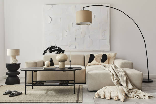 istock Modern concept of living room interior with design sofa. 1324842573