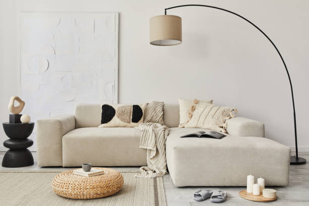 istock Modern concept of living room interior with design sofa. 1324842598