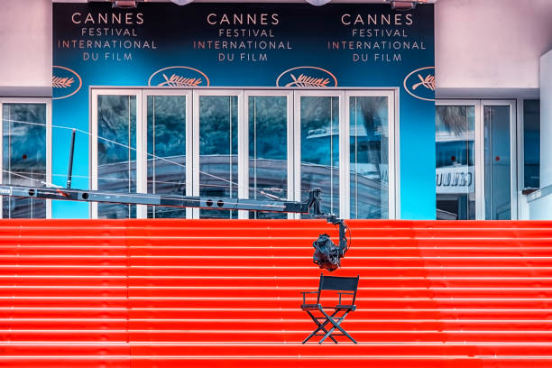 Red Carpet for the Film Festival in Cannes View of the Palais des Festivals showing red carpet at the International Film Festival of Cannes cannes film festival stock pictures, royalty-free photos & images