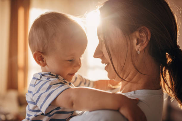 istock Mother and son at home 1324847017
