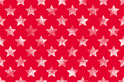 Red seamless pattern with white stars stamp.