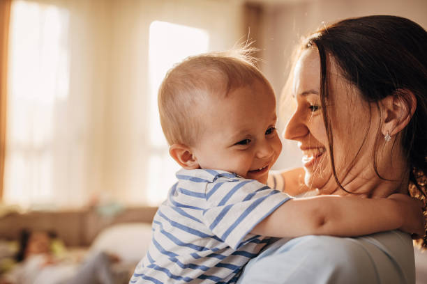 istock Mother and son at home 1324847082