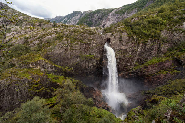istock Watterfall in Norway with Mountain. Manafossen 1324847295