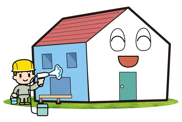 Vector illustration of Dry the exterior paint