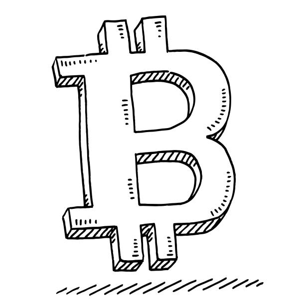 Bitcoin Cryptocurrency Symbol Drawing Hand-drawn vector drawing of a Bitcoin Cryptocurrency Symbol. Black-and-White sketch on a transparent background (.eps-file). Included files are EPS (v10) and Hi-Res JPG. blockchain clipart stock illustrations