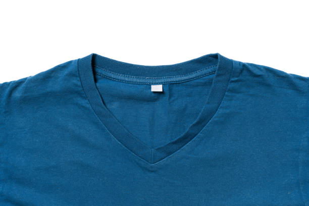 istock Worn blue t-shirt on white background 1324848587