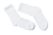 White cotton socks on white background