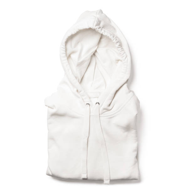 istock Partially folded white hoodie on white background 1324849336