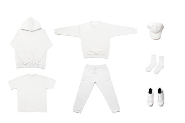istock Set of different blank white clothes for design 1324850179