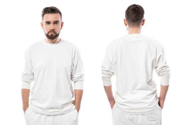 istock Handsome man wearing white long-sleeved t-shirt with empty space for design 1324850558