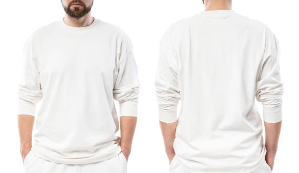istock Man wearing white long-sleeved t-shirt with empty space for design 1324850617