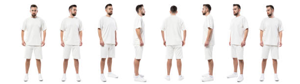 istock Collage from different sides of man wearing white clothes with a blank space for design 1324850759