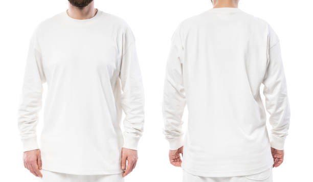 istock Man wearing white long-sleeved t-shirt with empty space for design 1324850849