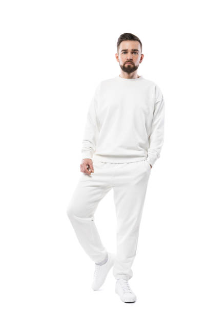istock Handsome man wearing blank white clothes on white background 1324853037
