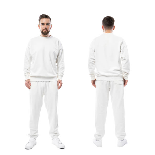 istock Handsome man wearing blank white clothes on white background 1324853042