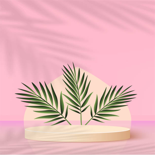istock Abstract background with pink color geometric 3d podiums. Vector illustration. 1324853187