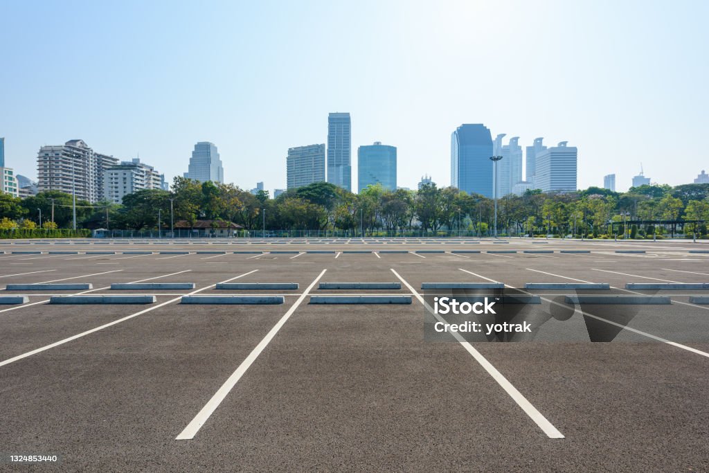 Parking lot in public areas Parking Lot Stock Photo