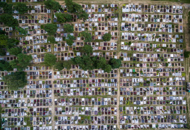 istock Cemetery in Radviliskis town. Lithunia. Shot from Above. 1324854366