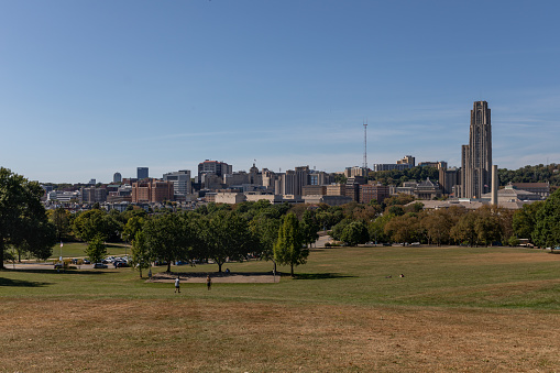 Skyline of Pittsburgh, Pennsylvania from Schenley Park.