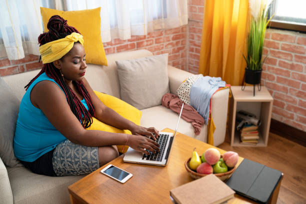 istock Afro woman working from home 1324856388