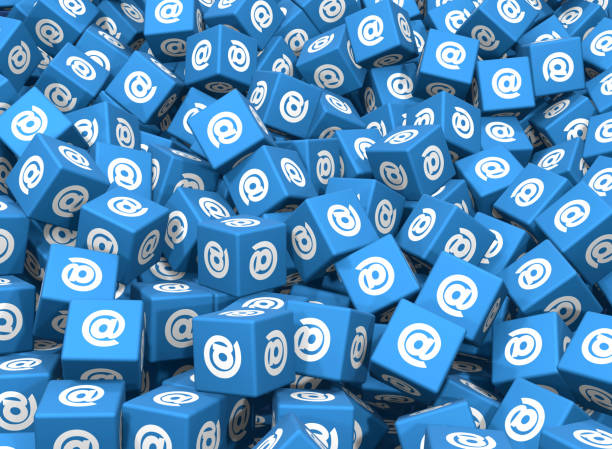 istock A heap of Blue cubes with At Symbol icon 1324858801