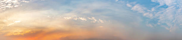 istock Dramatic panorama sky with cloud on sunrise and sunset time. 1324866368