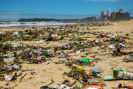 After some heavy rains in Durban, the polluted rivers washed out to sea and waste found it's way ashore, one photo can't show the extent of kilometers of spoilt beach