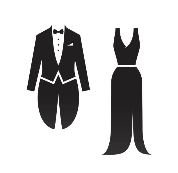 Vector Illustration of Male and Female Suit and Formal Dress Icons Vector Illustration of Male and Female Suit and Formal Dress Icons Isolated On White Background. 'formal dress' stock illustrations